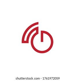 símbolo de diseño geométrico vectorial de la letra del botón de encendido