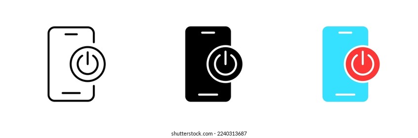 Power button line icon. Turn, on, off, reset, device, phone, computer, start, switch, shut down. Technology concept. Vector icon in line, black and colorful style on white background