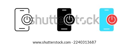 Power button line icon. Turn, on, off, reset, device, phone, computer, start, switch, shut down. Technology concept. Vector icon in line, black and colorful style on white background