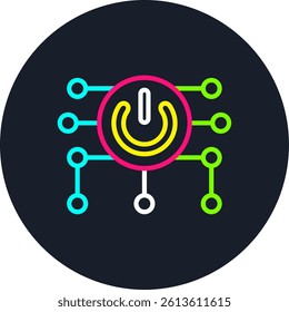 Power Button Line Multi Colour Circle