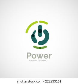 Diseño de logotipo de botón de encendido, arte de línea minimalista