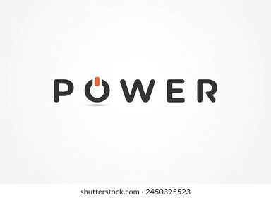 Power Button-Logo. Buchstabe O und Power Button-Kombination, Flache Stil Logo Design Vorlage, Vektorillustration