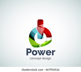 Plantilla de logotipo de botón de encendido, icono de negocios con brillo geométrico abstracto