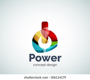 Power button logo template, abstract geometric glossy business icon
