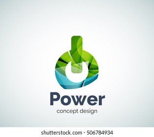 Power button logo template, abstract geometric glossy business icon