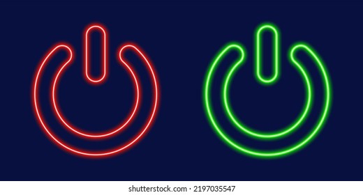 Power Button Off And Neon Icons.