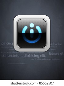 power button on the gray grunge wall background