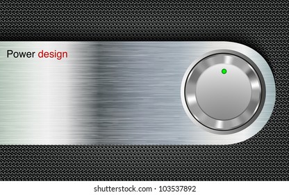 power button on a metal background