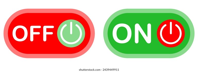 Power button on and off icon toggle switch buttons on isolated background. modern development UX UI application mobile phone design interface, minimal cartoon style elements.