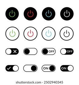 Power button On Off icon set, Power button icon set on white background On Off regime Vector illustration, Power button icon set on white background On Off regime Vector illustration.