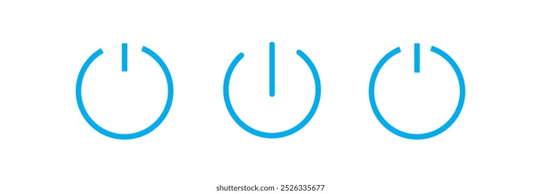 Power button. ON and OFF set icons. Vector black and flat icon, energy sing symbol, Power switch, electricity turn on off, icon, sticker, badge. Editable vector icon set