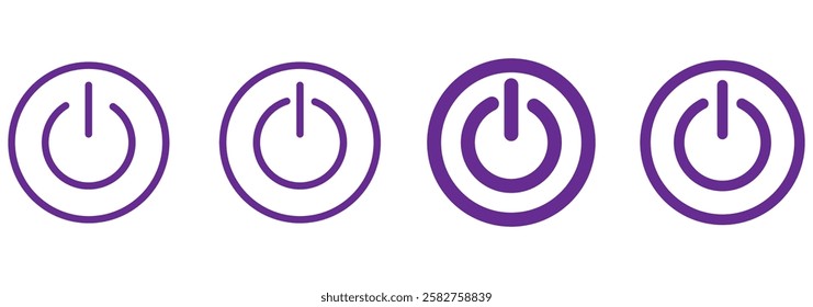 Power button. ON and OFF set icons. Vector black and flat icon, energy sing symbol, Power switch, electricity turn on off, icon, sticker, badge. Editable vector icon set