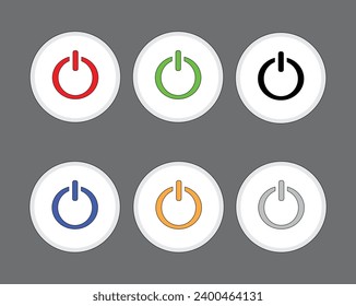 Power button on off symbol icon set pack. Simple design vector editable isolated sticker