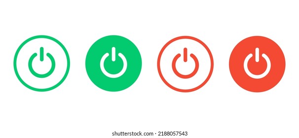 Power button on off vector icon set. Energy turn on off sign, colorful symbol