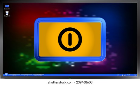 Power button on the screen monitor. Made vector illustration