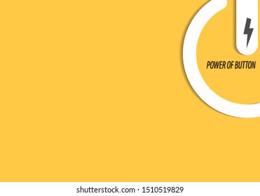 Power button on yellow background. Vector illustration. Design for background.