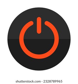 Power Button In Orange Black Color Circle Shape
