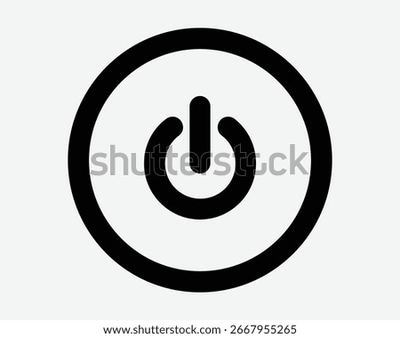 Power Button Outline Icon Turn Off On Startup Symbol Computer Device Shutdown Sign Shut Down Start Up Round Circle Switch Push Click Graphic Artwork