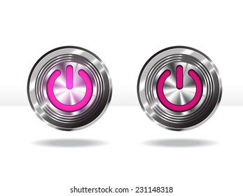 Power button: Pink. Vector illustration.