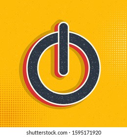 Power button pop art, retro icon. Vector illustration of pop art style
