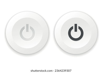 Botón de encendido.  Pulso de botón de poder realista. Cerrar el símbolo. Icono desactivado para aplicación móvil, sitio web, UI UX. Ilustración de acciones