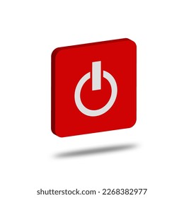 Power button red color 3D realistic icon