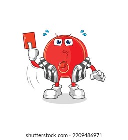 the power button referee with red card illustration. character vector