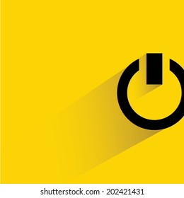 power button, restart on yellow background, shadow and flat theme
