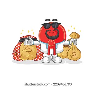 the power button rich arabian mascot. cartoon vector