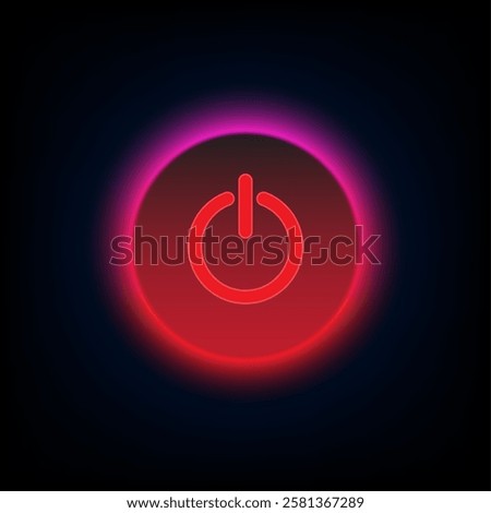 Power Button Round Circle glow light Concept of digital technology Futuristic HUD UI GUI style, On Off switch for electronic screen. internet Cyber ​blue light, vector design