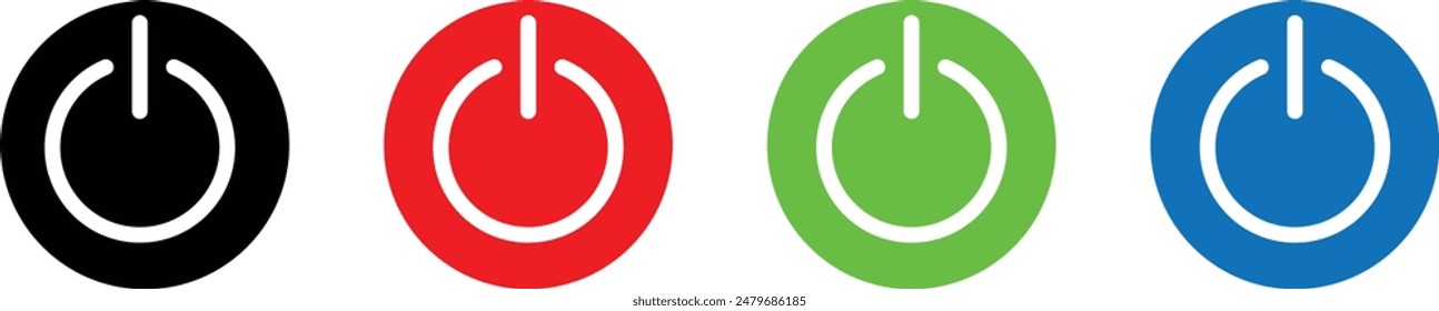 power button set. turn on and off switch vector sign. computer start trigger button symbol in filled and line style.