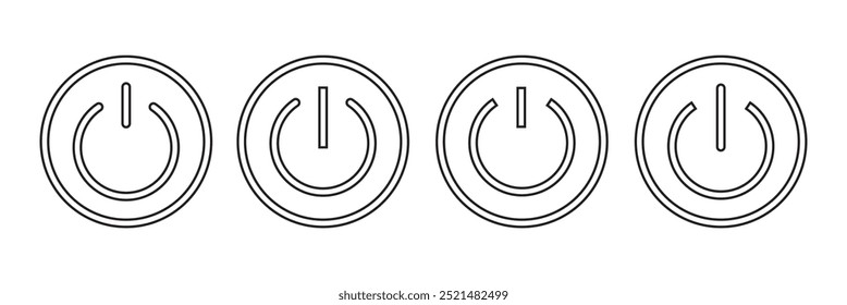 power button set. turn on and off switch vector sign. computer start trigger button symbol in filled and line style.