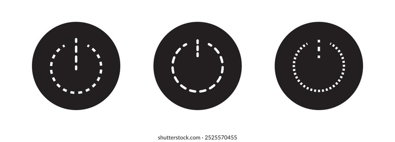 power button set. turn on and off switch vector sign. computer start trigger button symbol in filled and line style.