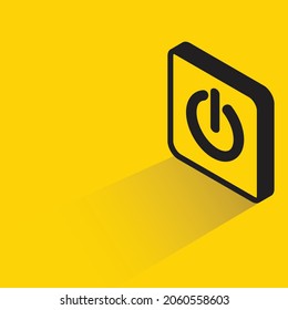 Power Button With Shadow On Yellow Background