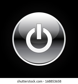 Power button sign on black background