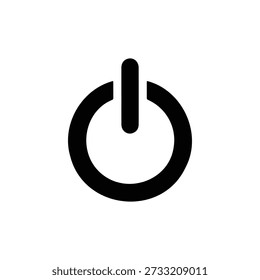 Power button silhouette vector flat design on white background.