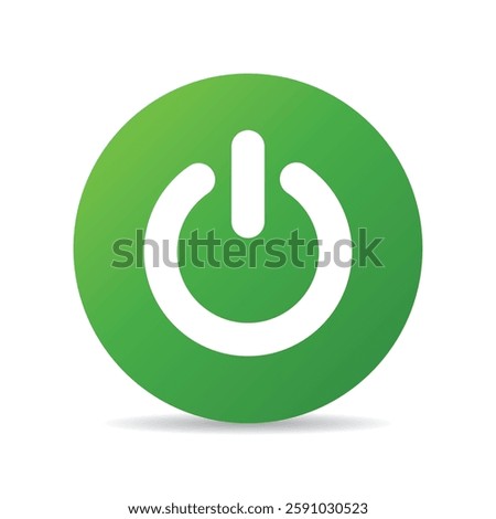 Power Button Symbol Icon 3D Gradient Round On Green