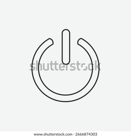 Power Button Symbol Line Art Icon, Simple On Off Switch Outline, Minimalist Start and Shutdown Toggle, Modern Vector Graphic for UI and Electronics.