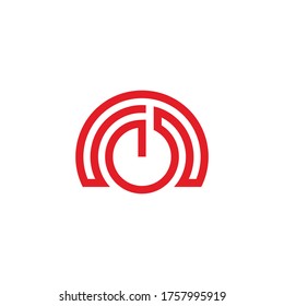 power button symbol simple geometric linear logo vector