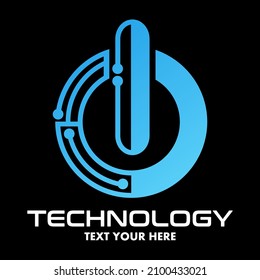 Power button technology vector logo template. This design use modern style. Suitable for digital shape.