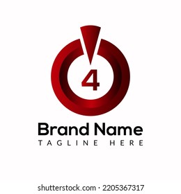 Power button Template On 4 Letter. Power button Logo Design Concept
