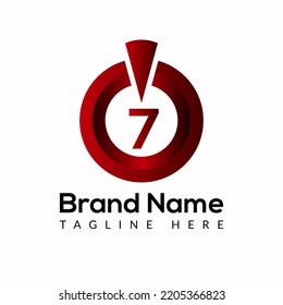 Power button Template On 7 Letter. Power button Logo Design Concept