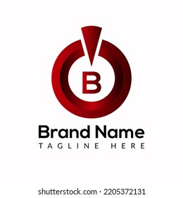 Power button Template On B Letter. Power button Logo Design Concept