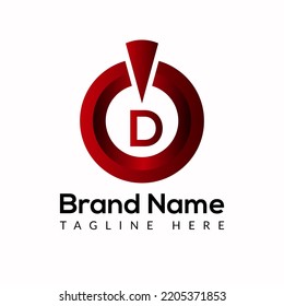Power button Template On D Letter. Power button Logo Design Concept