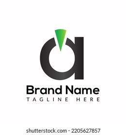 Vorlagenvorlage mit einem Betriebsschalter auf einem Buchstaben. Design-Konzept für das Power-Button-Logo