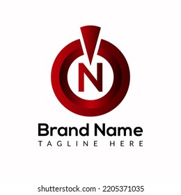 Power button Template On N Letter. Power button Logo Design Concept