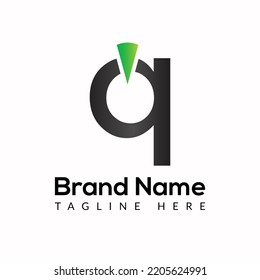 Power button Template On Q Letter. Power button Logo Design Concept