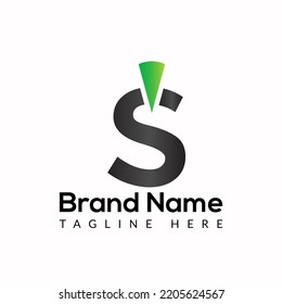 Power button Template On S Letter. Power button Logo Design Concept