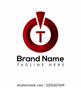 Power button Template On T Letter. Power button Logo Design Concept