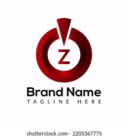 Power button Template On Z Letter. Power button Logo Design Concept